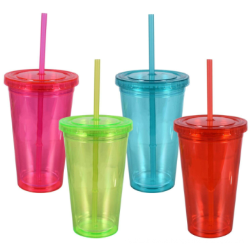 Double Walled Clear Plastic Straw Cup